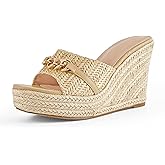 Coutgo Women's Wedge Sandals Platform Espadrille Heel Chain Slip On Casual Summer Slides