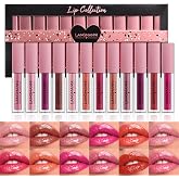 12Pcs Moisturizing Lip Gloss Collection Set, 12 Glossy Shades Lip Makeup | Moisturizing Smooth Shiny Liquid Lipstick Color, Waterproof Long Lasting Non-Stick Cup Christmas Makeup Gifts for Women