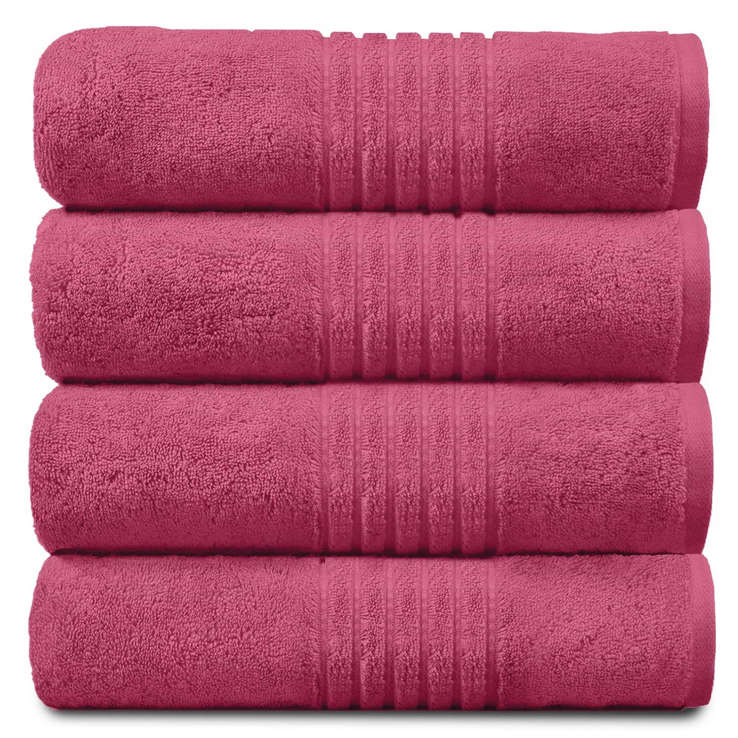 GC GAVENO CAVAILIA Luxury Pack Of 4 Bath Sheets, 100% Egyptian Cotton Towels, 450 GSM Quick Dry Towel, Hot Pink, 80X140
