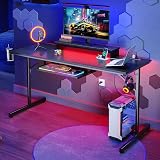 Bestier Small Gaming Desk 106.6 cm LED Monitor Stand Cup Holder Hooks view 2