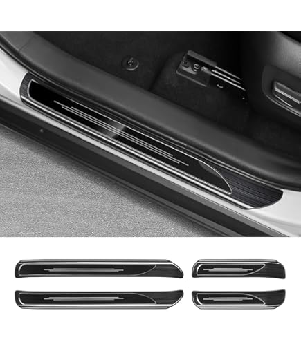 Lot De 4 Protections De Seuil De Portière De Voiture En Fibre De Carbone Pour Toyota RAV4 XA50 RAV 4 2020 2021 2022 2023 2024 2025 - Style étanche - Bandes Autocollantes Anti-rayures - A/bleu