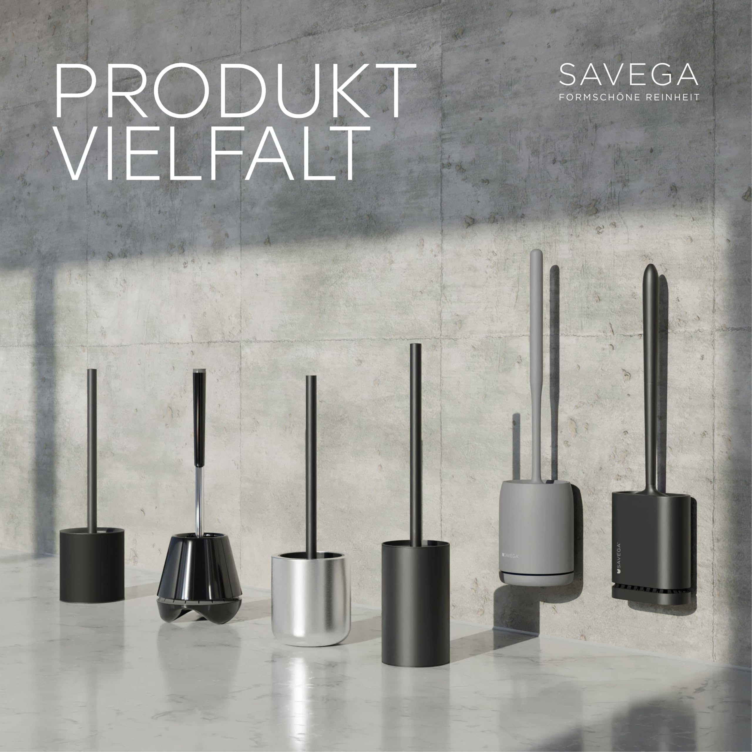 SAVEGA - Klobürste Silikon Edelstahl - Antibakterielle Toilettenbürste mit stilvollem WC Bürstenhalter - Design WC Bürste Silikon mit Spritzschutz - Klobesen - Toilet Brush (Schwarz) 6