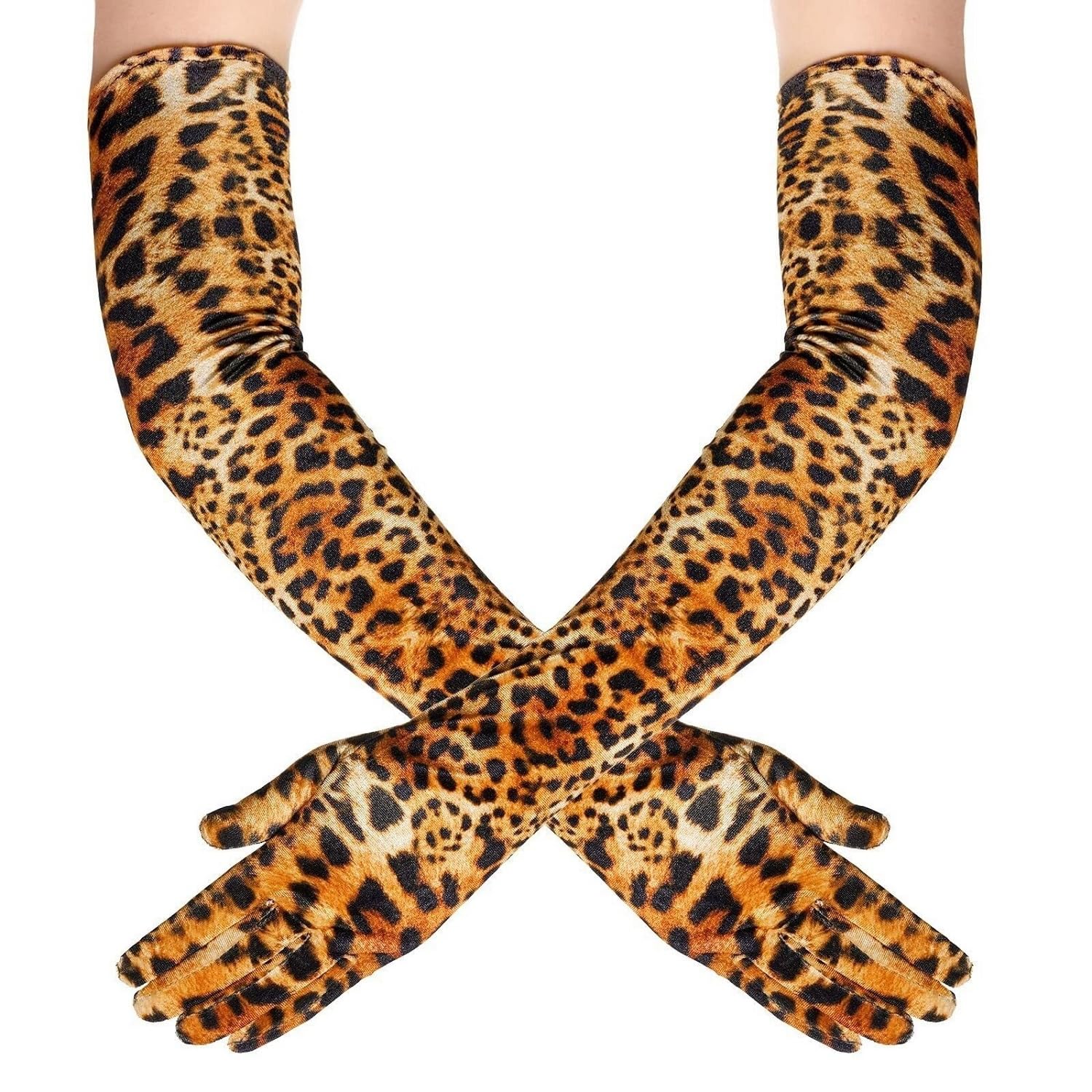 MEISH Long Leopard Gloves Party Velvet Gloves Halloween Costume Accessories for Masquerade Party