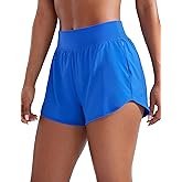 CRZ YOGA Mid Flat Waisted Running Shorts for Women 3" - Mesh Liner Quick Dry for Workout Sport Athletic with Zipper Pocket