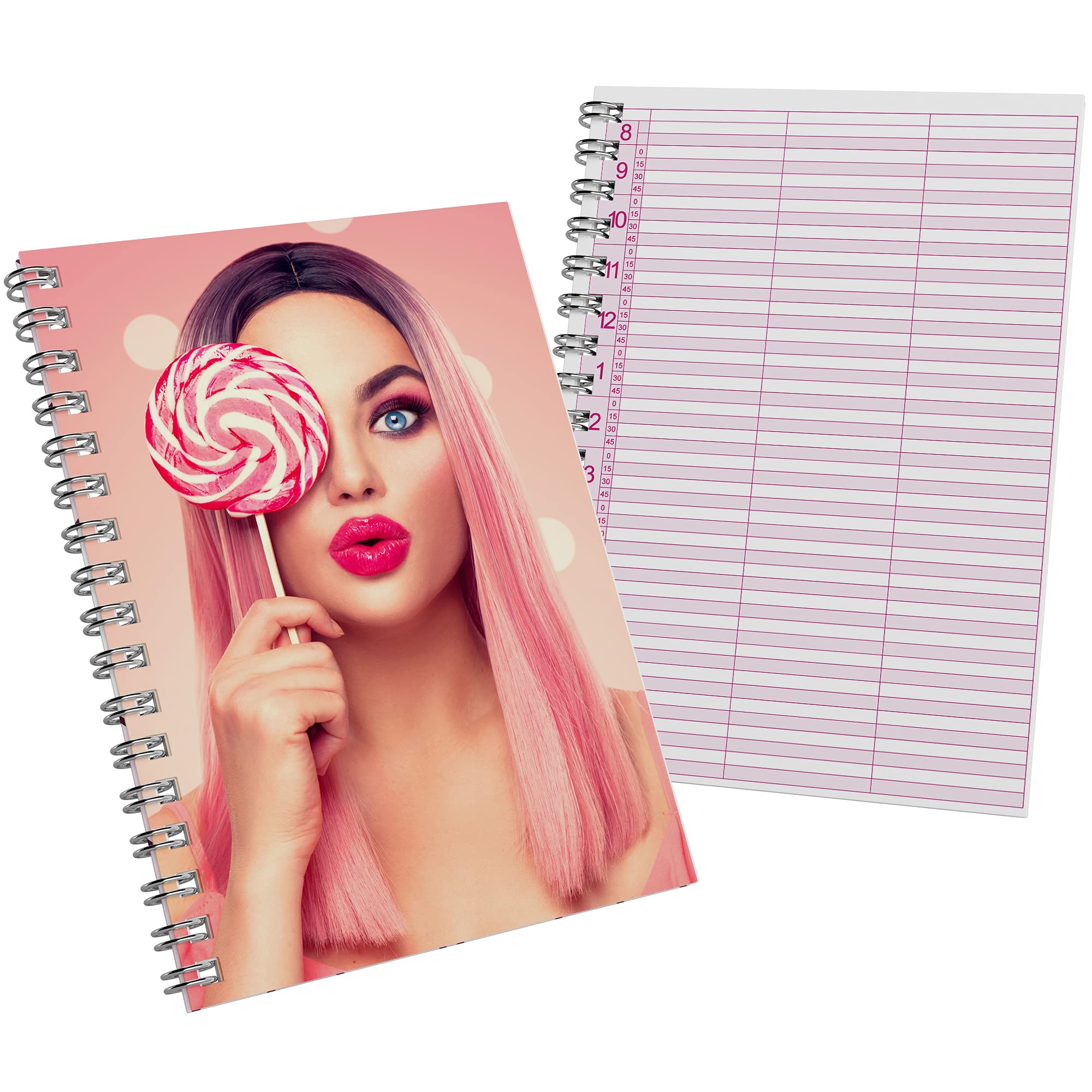 Appointment Book Diary - Undated Daily & Weekly Planner - 1 Year Hard Cover - 52 Undated Pages - Hairdressing & Nail Beauty Salon Organisation Essentials - Spiral Wire, Compact A5 21x14.8 cm