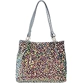 Women Glitter Sequin Shoulder Tote Bag Girls Large Capacity Shiny Shopping Bag Pouch