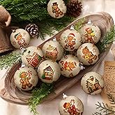 Outus 16 Pcs Christmas Tree Ball Ornaments Vintage Gingerbread Christmas Decorations for Tree Colorful Xmas Decorative Hanging Ornaments for Farmhouse Home Fireplace Decoration Holiday Party Favors