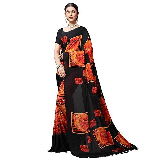 Kashvi sarees Georgette with Blouse Piece Saree (1502_Multicoloured_One Size)