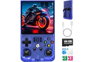 AQHH R36MAX Retro Handheld Game Console, 4.0 inch Retro Gaming Console with 64GB Memory, Portable Retro Video Games Console, 4000mAh Battery, Support 30+ Emulators, Transparent Blue