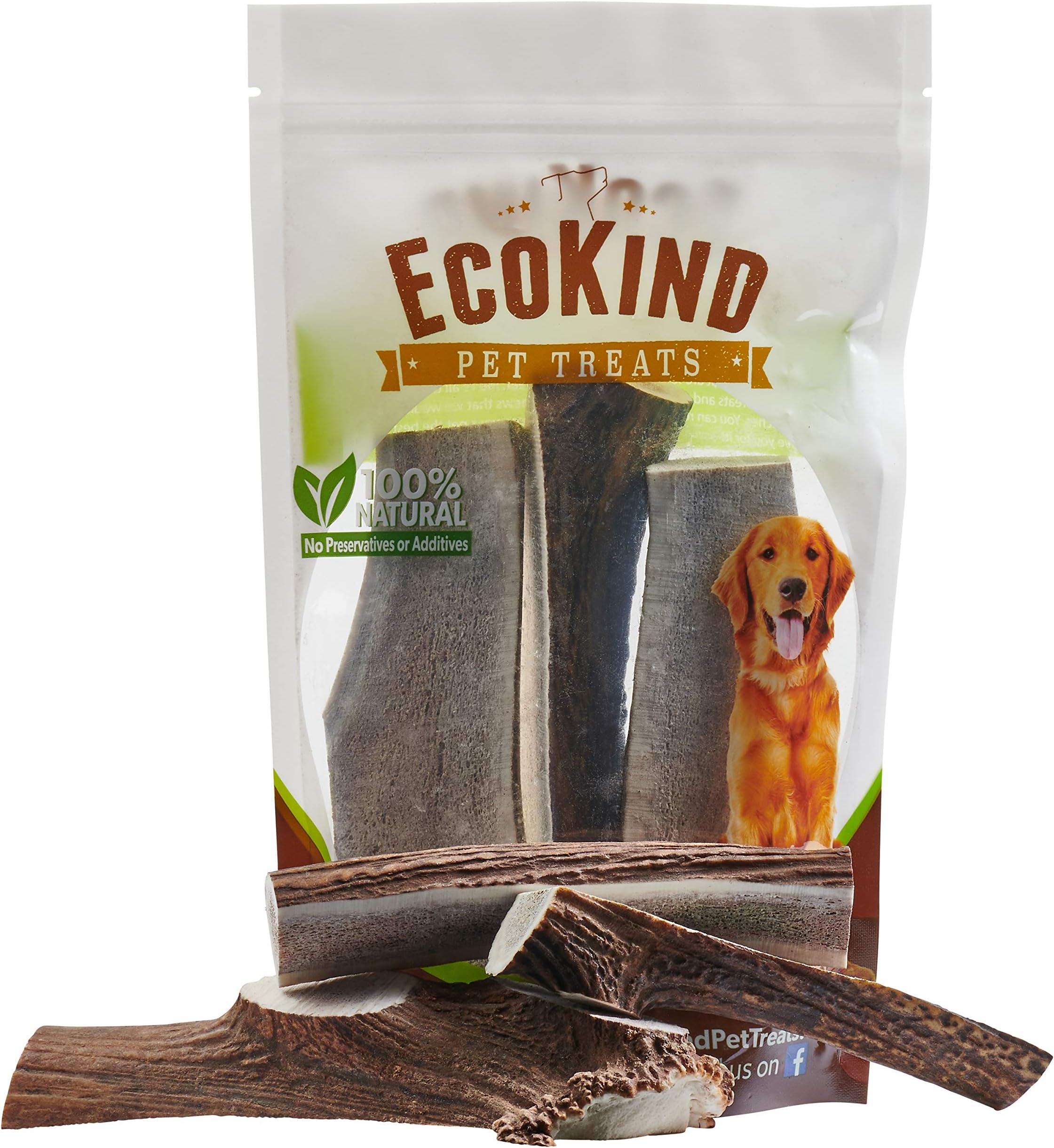 EcoKind Pet Treats Grade A Elk Antler (Split Elk Antlers Bag), 16 oz.