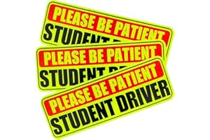 WZCNDIDI Student Driver Magnet for Car/Truck 3Pcs, Please Be Patient Student Driver, Magnetic Reflective Bumper Sticker for New Student Drivers (3.5'' x 10'', Yellow)