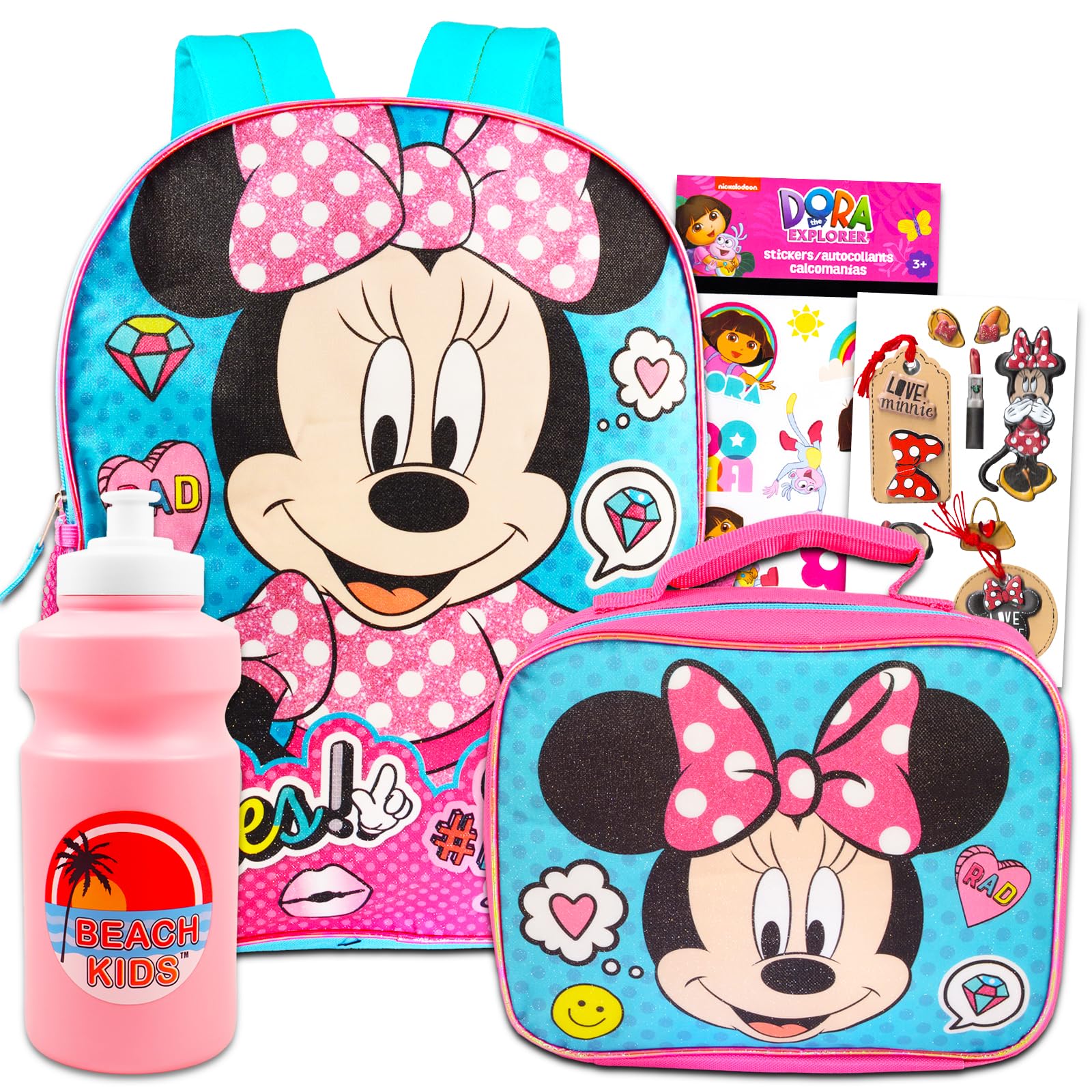 Photo 1 of Disney Studio Disney Minnie Mouse Backpack with Lunch Box for Girls - 5 Pc Bundle With Large 16 Minnie Mouse Bag, Insulated Lunch Bag, Stickers, and More (Minnie School Supplies)