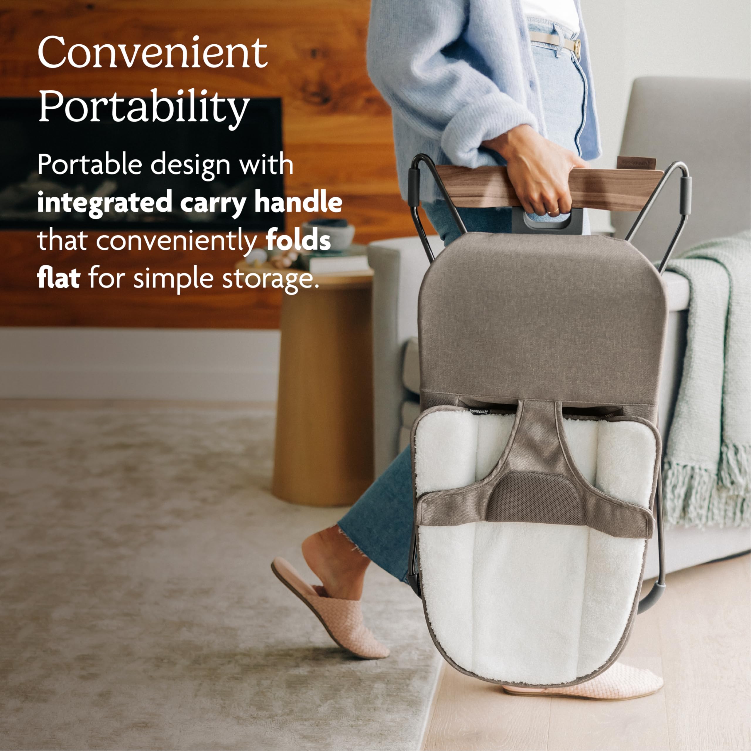 UPPAbaby Mira Bouncer/Portable 2-in-1 Bouncer + Seat Grows with Your Baby/GREENGuard® Gold, JPMA + FSC® Certified/Cozy Seat Liner + Storage Bag Included/Stella (Grey Mélange/Silver Chrome/Maple Wood)
