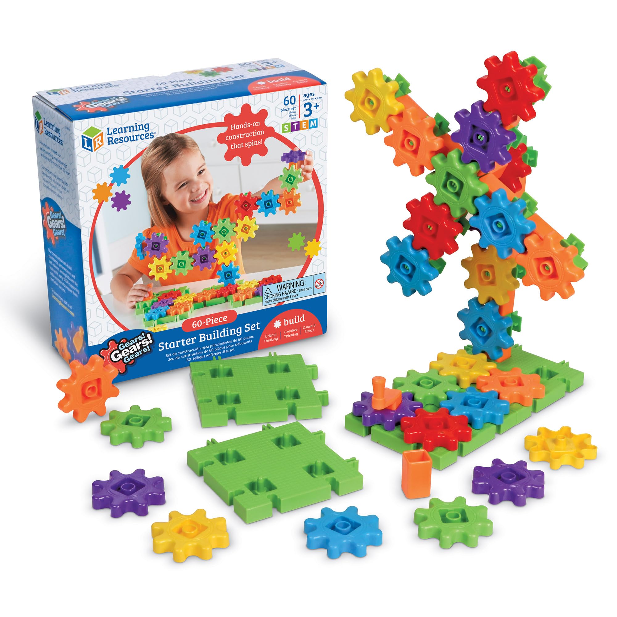 Learning Resources LER9148 LER9215 Gears Starter Building 60 piece set, Multicoloured