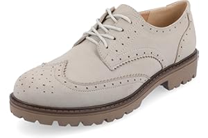 Journee Collection Womens Tru Comfort Foam Claudiya Lug Outsole Almond Toe Oxford Flats
