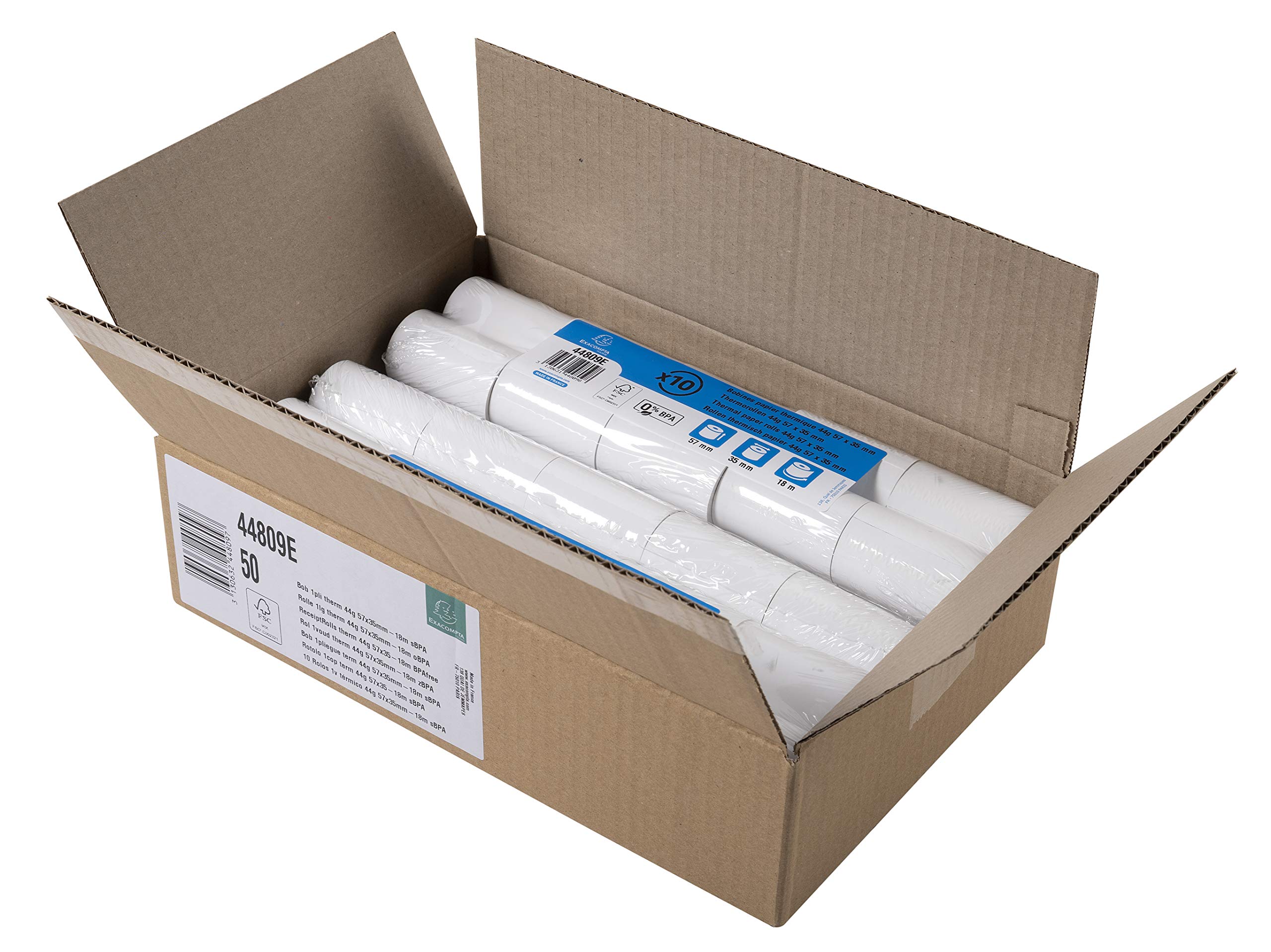 Exacompta - Ref 44809E - Single Ply Thermal Cash Machine Rolls (Pack of 50 Rolls) - 57mm Width x 18m Length, Suitable for Shops, Kiosks, Cafés, Restaurants, Card Payments — image 1