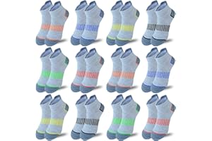 JAMEGIO 12 Pairs Boys Socks kids Half Cushion Low Cut socks Sport Ankle Athletic Sock for Little Big Kids Size Age 3-14 Years