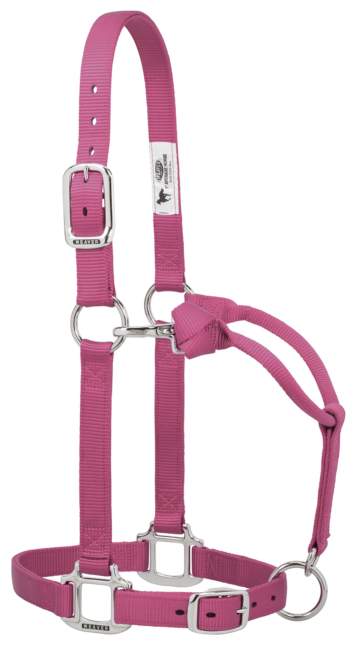 Weaver Leather 35-7375-BH Original Adjustable Nylon Halter with Chrome Plated Hardware, Blush, 1" Average Horse