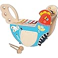 Manhattan Toy Musical Chicken Wooden Instrument for Toddlers with Xylophone, Drumsticks, Cymbal and Maraca,Blue