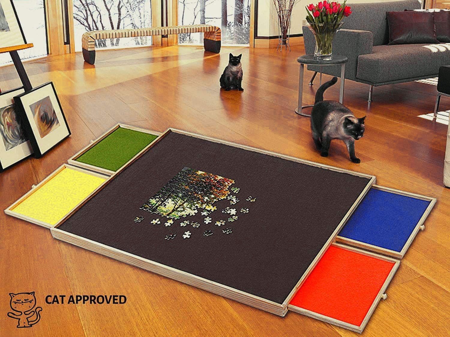 Portable Puzzle Board & Storage Table - Quality Jigsaw Puzzle Board, Fits 1000 Piece Puzzles. Lightweight, Easy to Store, 4 Color Sliding Drawers, Plus Puzzle Mat, Fun at Your Fingertips, Great Gift: Toys & Games