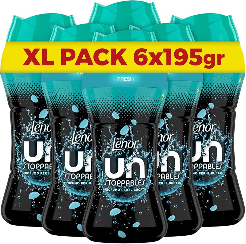 Profumatore Bucato Lavatrice Perle Profumate, Unstoppables Fresh, Maxi Formato 6 x 195g, Intensificatore Di Profumo