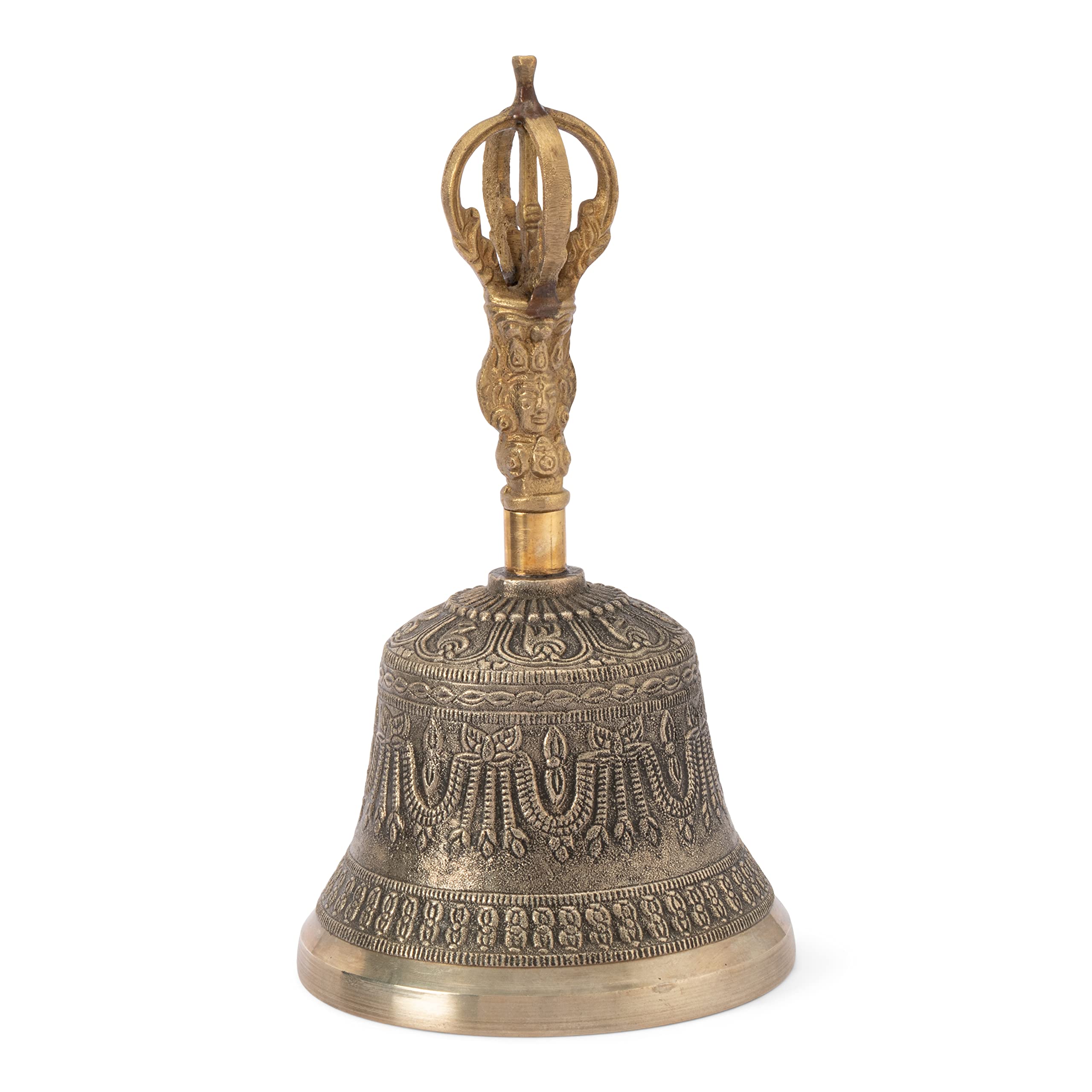 NKlaus Bell with Dorje Handle Copper-Zinc 21cm Tibetan Meditation Bell Handbell 2599