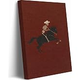 Framed Vintage Skeleton Cowboy Canvas Wall Art 12X16in Ready to Hang | Vintage Western Horse Rider Artwork, Gothic Cowboy Canvas Wall Decor for Living Room Bedroom Office Man Cave Halloween Decor