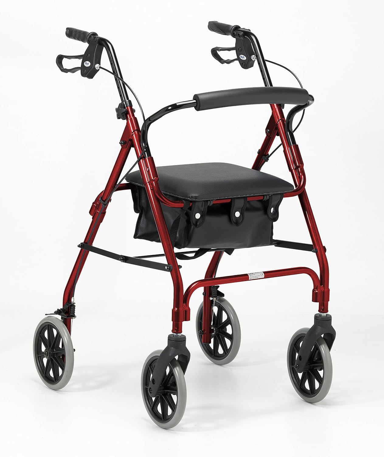 Days Lightweight Folding Rollator Walker, Mobility Aids, Adjustable Walking Frame with Padded Seat, Lockable Brakes - Image 4