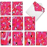 The Best Card Company 20 Assorted Valentine's Day Notes Box Set 4 x 5.12 Inch with Envelopes (10 Designs, 2 Each) Love You Lots AM10330VDG-B2x10