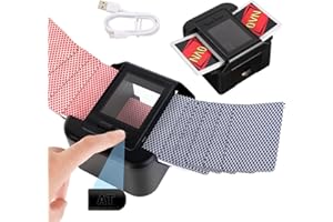 Buldoospok Rechargeable Automatic Card Shuffler 2 Decks, 2000 mAh Built in Battery USB-C Charge, Low Noise Fast Shuffler, Smart Auto Shuffler for UNO Poker Skip-Bo Canasta Texas Hold'em Skyjo