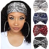DRESHOW 4 Pack Turban Headbands for Women Wide Vintage Head Wraps Knotted Cute Hair Band Accessories