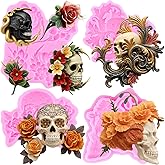 ZiXiang Halloween Skull Fondant Molds Skull Chocolate Silicone Mold for Cake Decorating Cupcake Topper Chocolate Candy Polymer Clay Set Of 4
