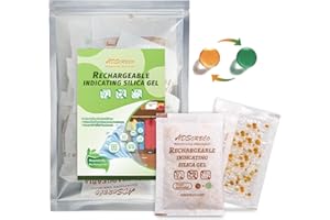 ADSORBCO REDEFINING DESICCANT ADSorbco 5 Gram (50 Pack) Silica Gel Packets - Desiccant Packs for Storage, Moisture Absorbers for Food, Rechargeable, Orange-to-Green & White Blend for Food Storage, Electronics, Jewelry, Safes