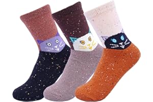 JOYCA & CO. 3-5 Pairs Womens Multicolor Fashion Warm Wool Cotton Thick Winter Crew Socks