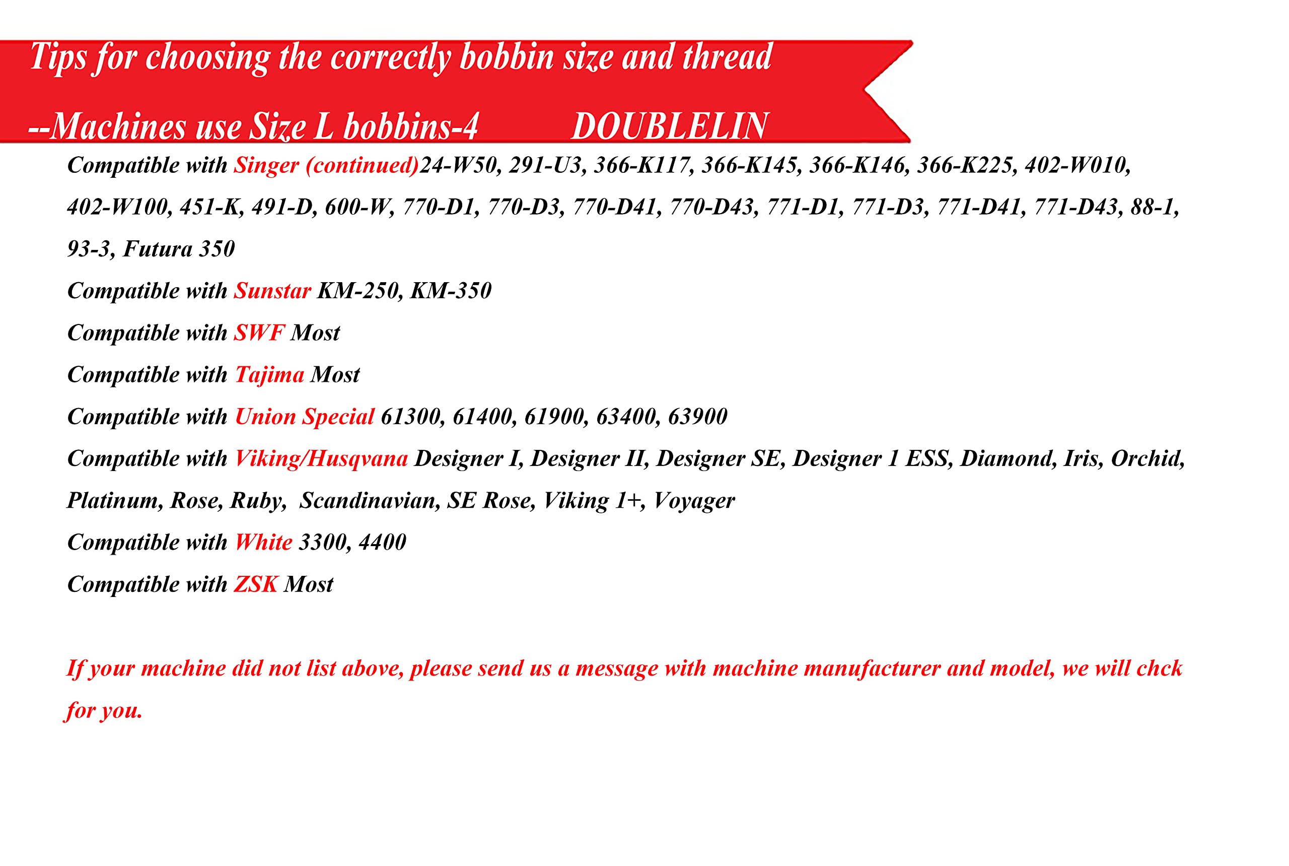 DOUBLELIN Prewound Bobbin, Cardboard, Size L (SA155, Size 9.4), White Color, 144pcs per Box, 75D/2 Polyester, Compatible with Babylock, Barudan, Bernina, Brother, Consew, Singer, Tajima and More