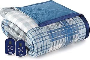 Thermee Micro Flannel Electric Blanket, Full, Ultramarine Plaid