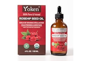 Yoken Rosehip Seed Oil for Face, USDA 100% Pure and Natural Rosehip Oils, 4 Fl Oz Cold Pressed Organic Rose Hips oil for Skin