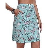 MoFiz Women's 20" Summer Knee Length Golf Skorts Athletic Skirts Casual Active Workout Sports Tennis Skirt with 4 Pockets