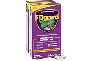 FDgard Gut Health Supplement, Indigestion, Nausea & Bloating, Upset Stomach, 72 Capsules (Packaging May Vary)