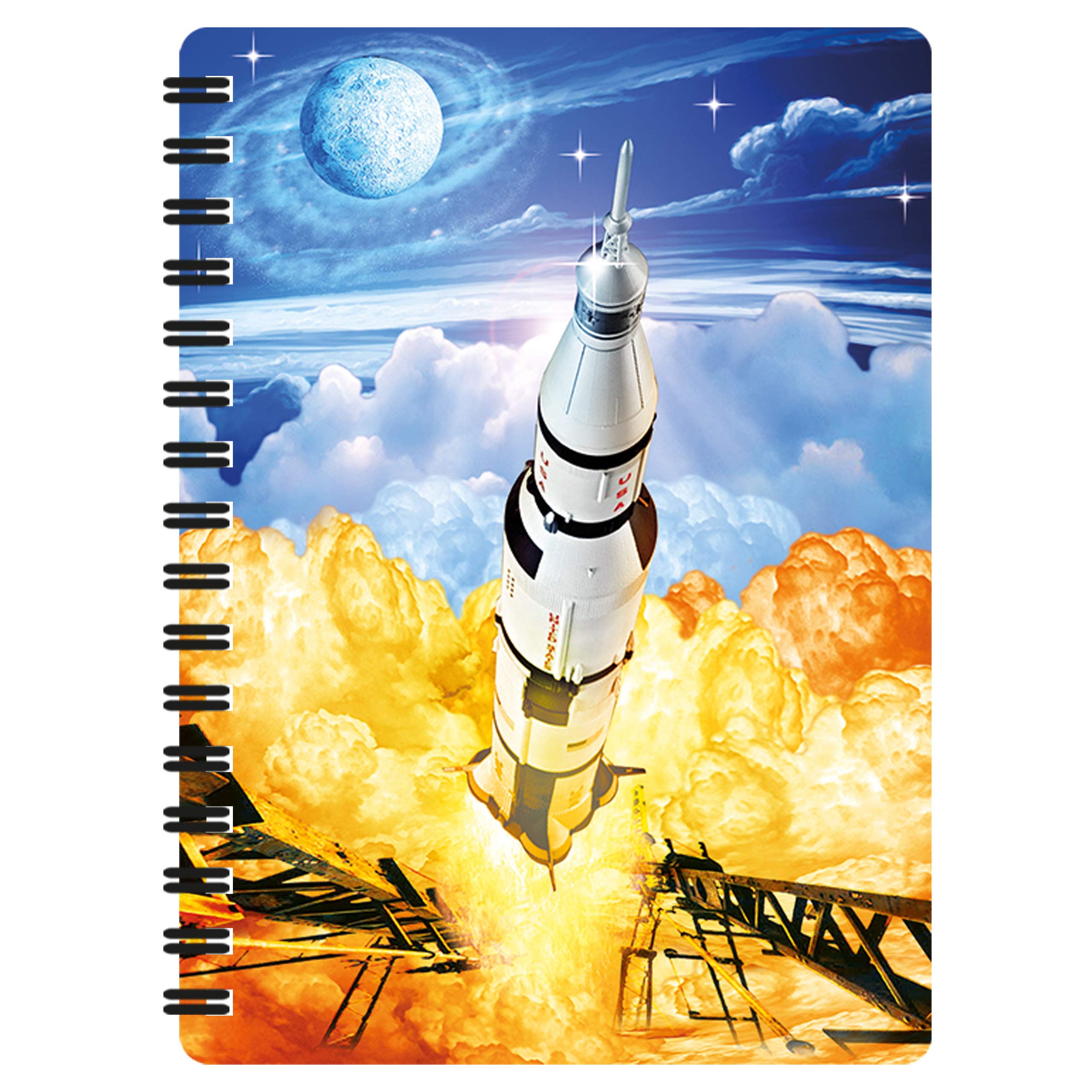 3D LiveLife Jotter - Apollo from Deluxebase. Spiral Bound A6 Notebook with 80 Plain Recycled Pages. Pocket Sized Space Notepad, Journal or Drawing Book with Astronaut Cover