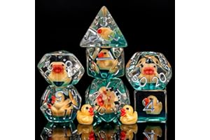 Weyano Resin D&D Dice Set, 7pcs Polyhedral Dice (D4, D6, D8, D10, D12, D20, D%) for Dungeons and Dragons, RPG, MTG (Yellow Duck)