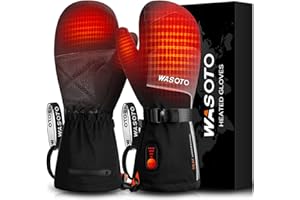 Heated Mittens Gloves for Women Men 7.4V 22.2WH 3000mAh Rechargeable Waterproof Ski Gloves for Winter Skiing Snowboarding