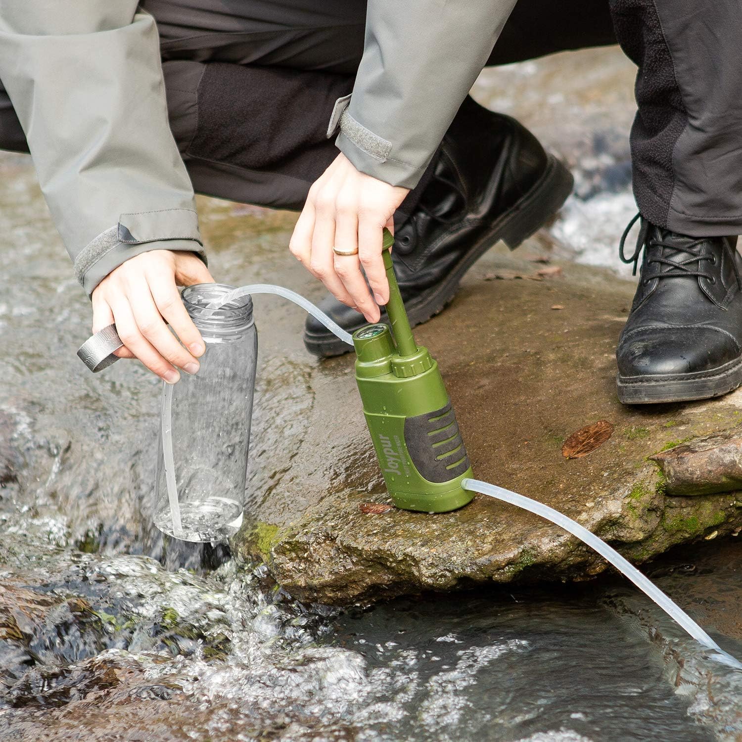 joypur Portable Outdoor Water Purifier Camping 0.01 Micron Emergency Backpacking Water Filter for Hiking with 3-Stage Filter Pump : Sports & Outdoors
