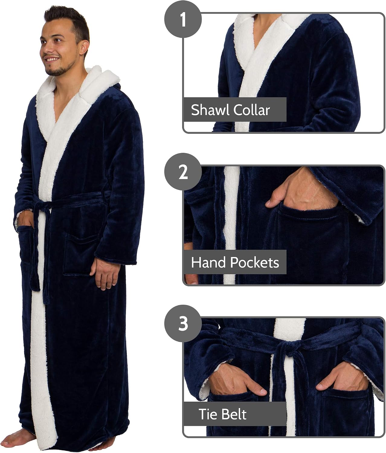 mens sherpa robe with hood