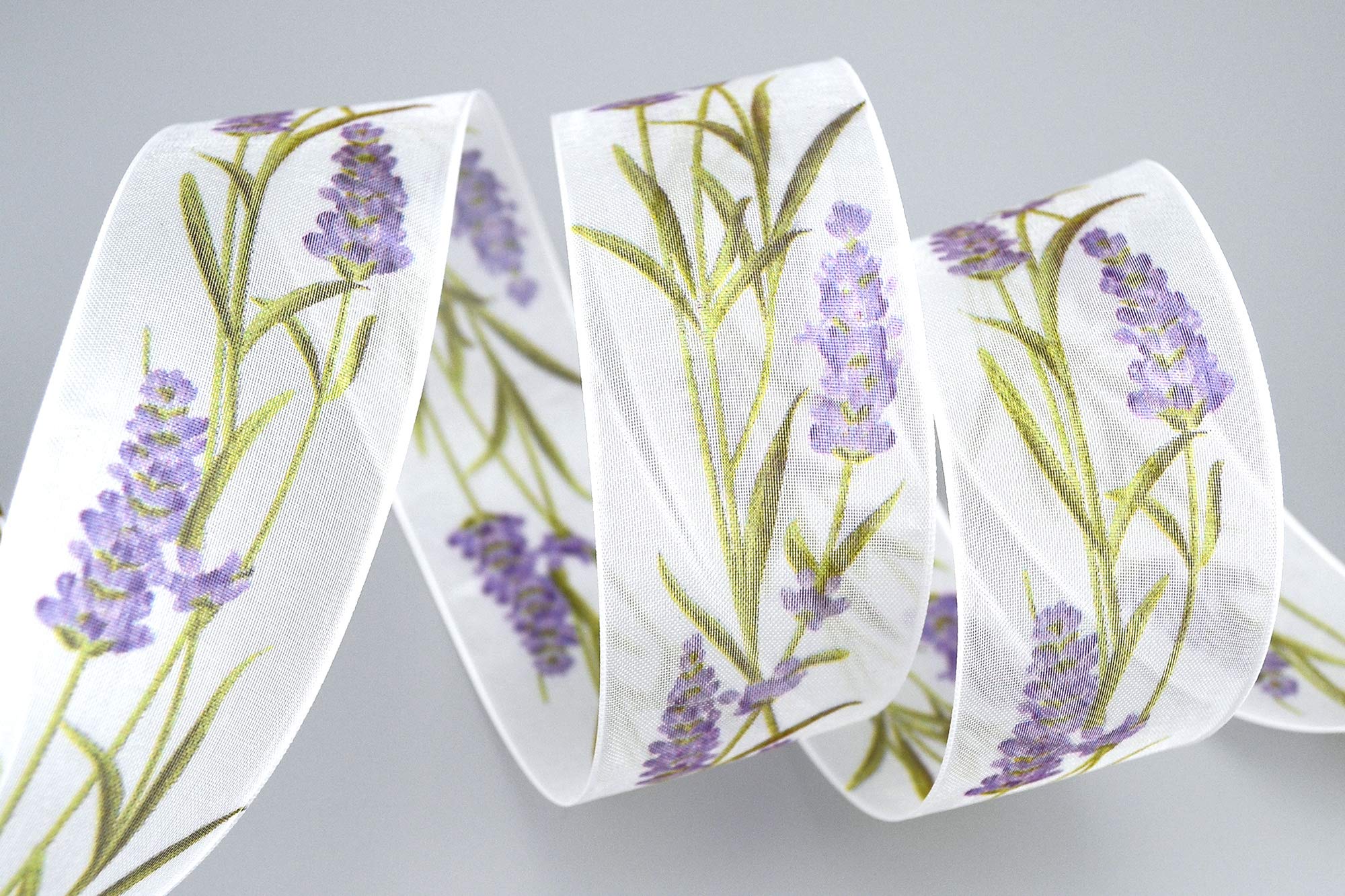20 m x 40 mm Decorative Ribbon Chiffon Lavender Ribbon Flowers Summer Decoration Semi-Transparent Ribbon Gift Ribbon Spring Country House