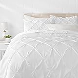 AmazonBasics Pinch Pleat Comforter Bedding Set, King, Bright White