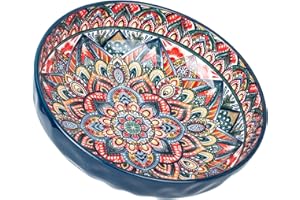 Ronanemon 75 Oz Serving Bowls,Bohemian Style Large Porcelain Dishes for Entertaining Parties,Big Bowls for Eating Soup, Salad