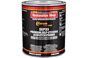 Custom Shop Premium Gray Self Etching Primer, 1 Quart - Ready to Spray Paint, Excellent Adhesion to Bare Metal, Steel, Aluminum, Fiberglass - Use on Automotive Car Parts, OEM Industrial Coating