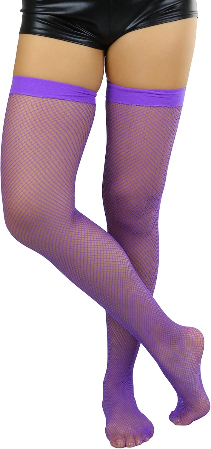 ToBeInStyle Women’s Bright and Vibrant Fishnet Thigh High Stockings at  Women’s Clothing store