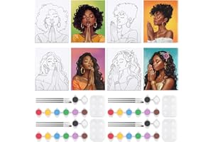 VOCHIC Sip and Paint Kit for Adults,Pre Drawn Canvas 4 Pack Painting Kit Party Girls Night Games Couples Paint Art Set Pray Girl 8x10 in